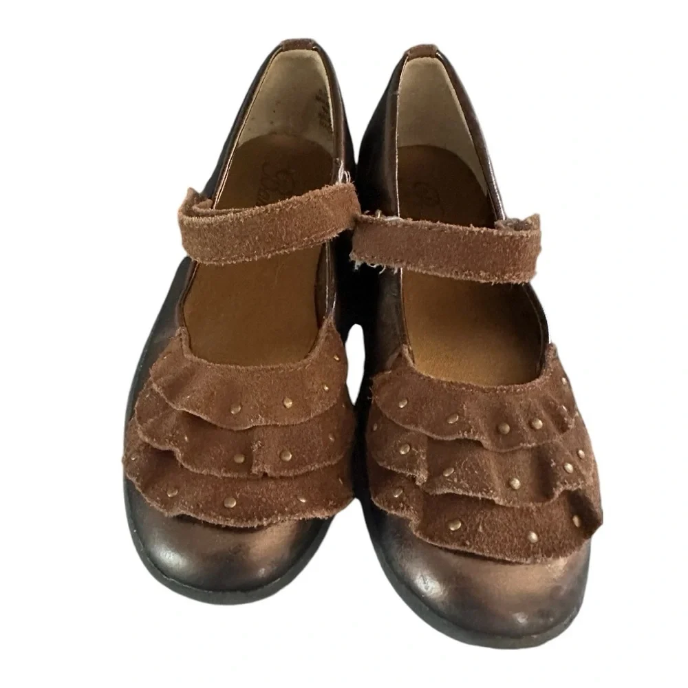 BALLETO VERONICA Brown PATENT MARY JANES Girls Flats Dress Shoes SIZE 12.5